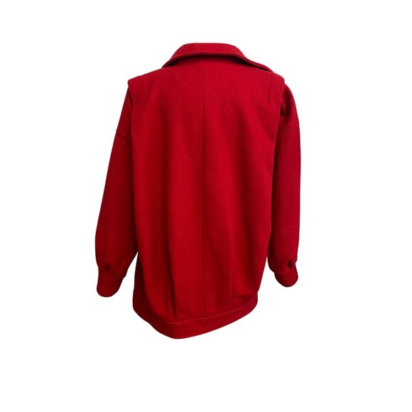Vintage 1980s International Scene Red Pure Wool Double-Breasted Coat - Picture 11 of 16
